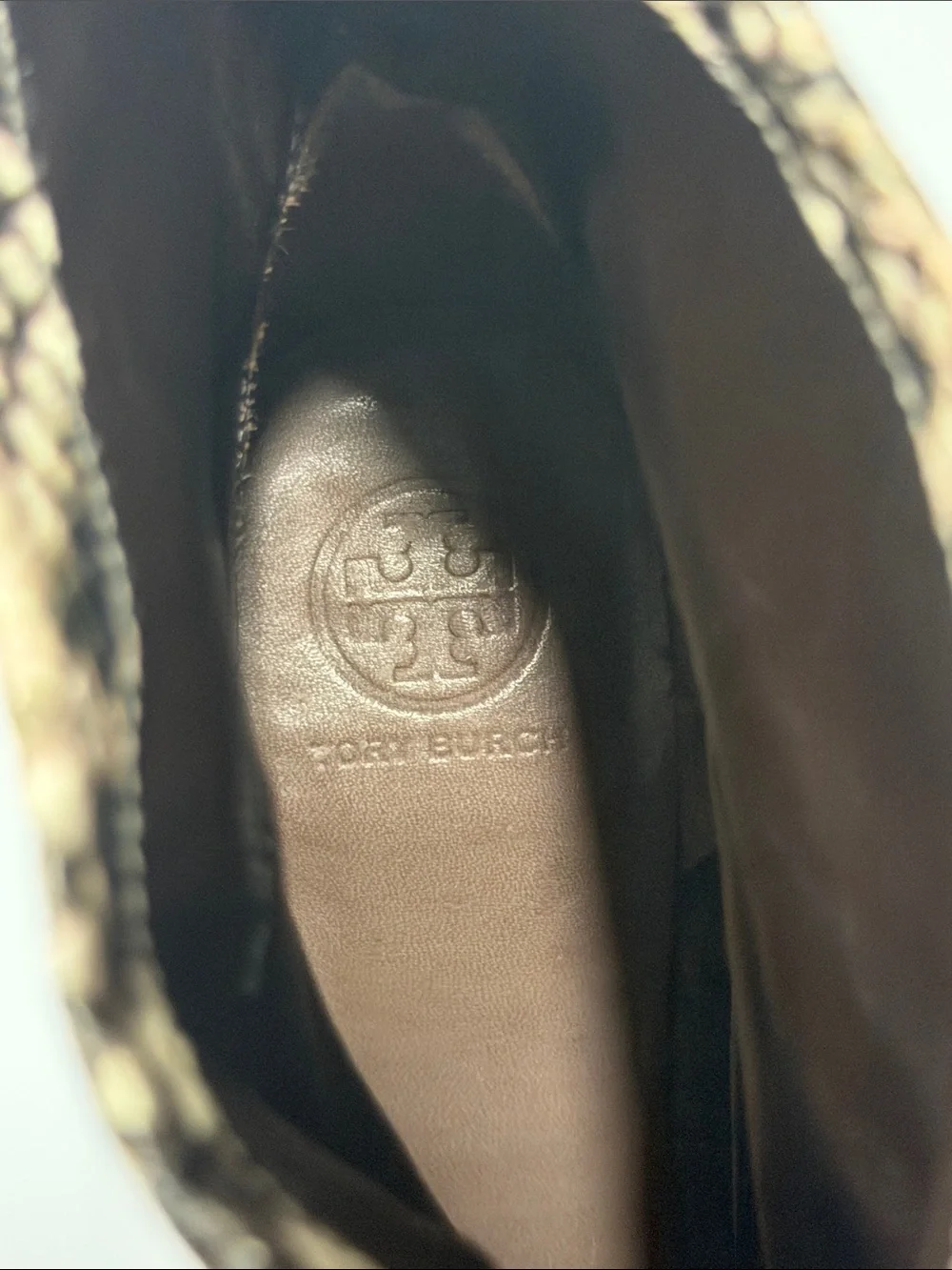Tory Burch Snake Print Leather Ankle Booties Women’s Size 8M Pointed Toe